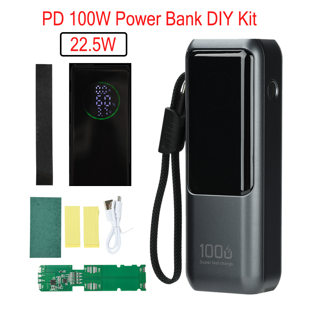 Diy Electronics Parts - PD 100W Schnelllade-Powerbank-Kit 4-Zellen 21700 Batteriegehäuse