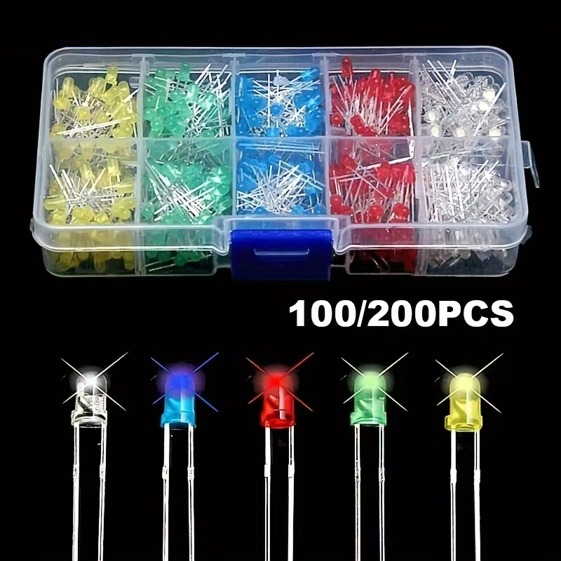 R/Diy Electronics - 100/200 Stück 3mm 5mm Mehrfarbiges LED-Dioden-Set