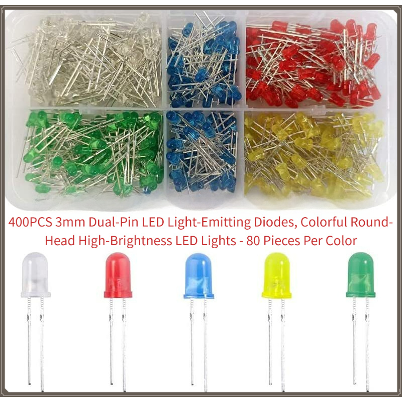 400 Stück 3 mm Dual-Pin-LED-Di – R/Diy Electronics Bewertung und Preis